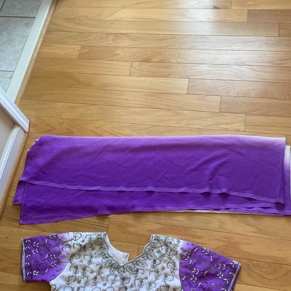 Purple & White Silver Embroidery 3 Piece Set S/M - Picture 4 of 6